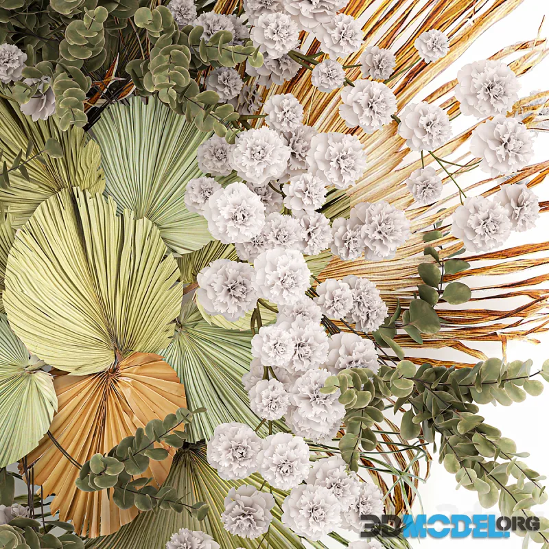Decoration and installation for the wall of dried palm leaves wedding wreath of dried flowers. 230