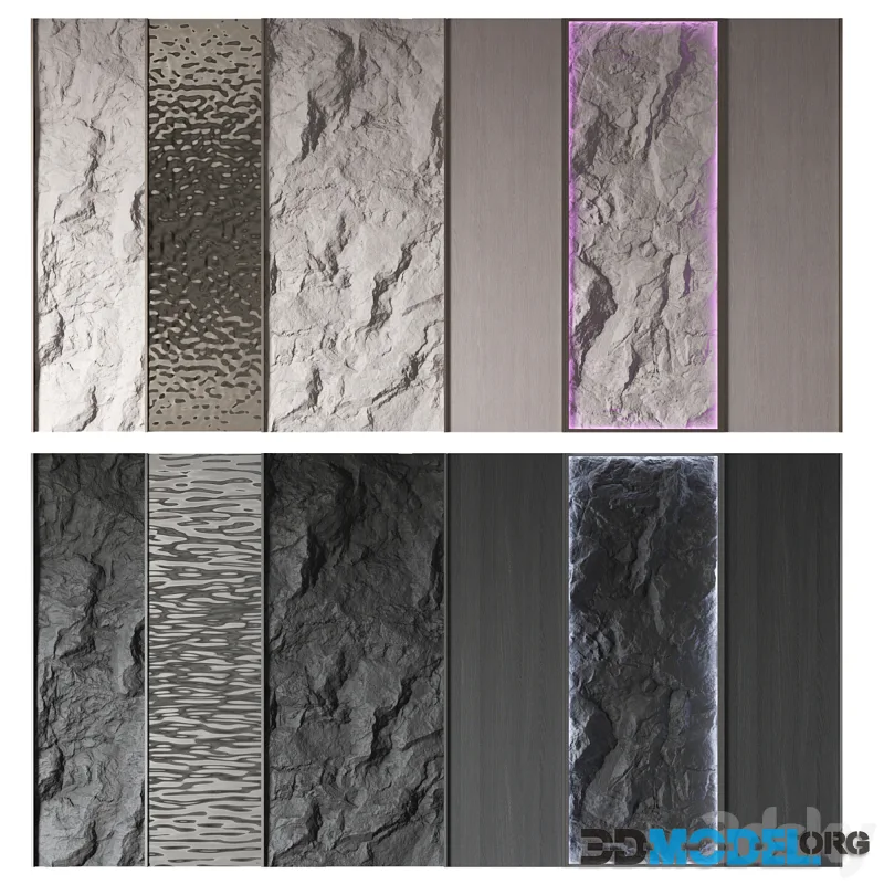 Decorative wall panel with stone - rock