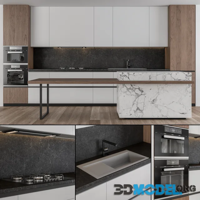 Kitchen Modern - white and Wood 25