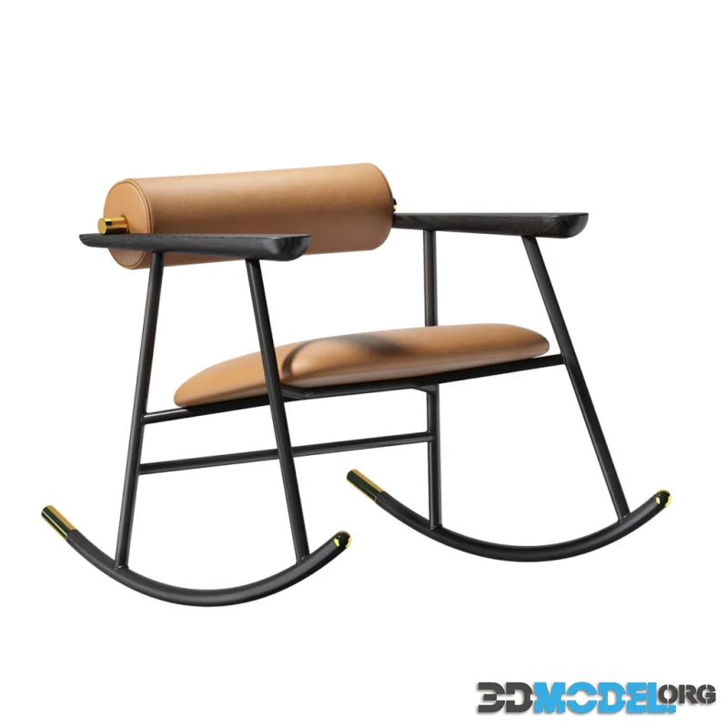 Loulou Rock Rocking Chair Tan Leather by Gallotti&Radice