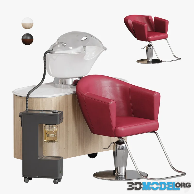 Maletti HUB - Cabinet with hairdressing sink, Musette chair
