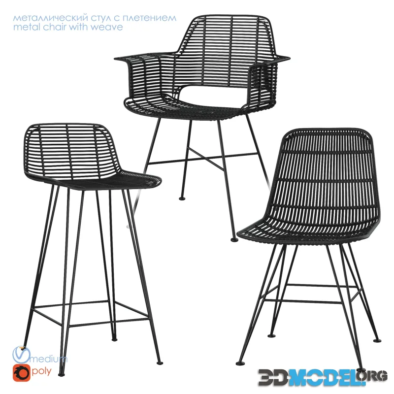Metal chair with wicker