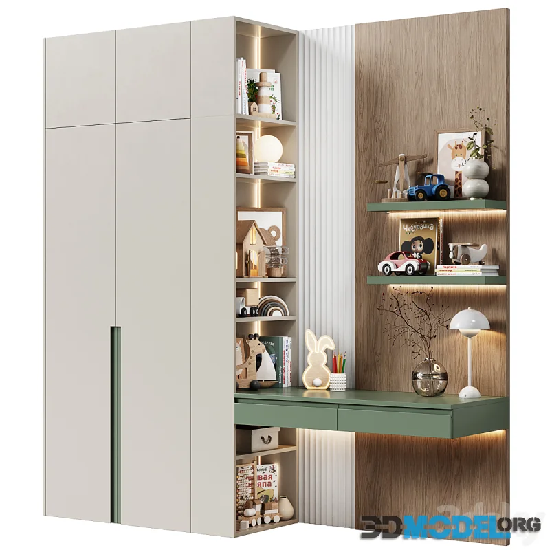 Modern modular children's wardrobe with desk 21