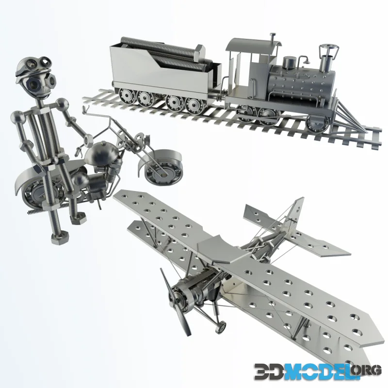 Set of metal toys