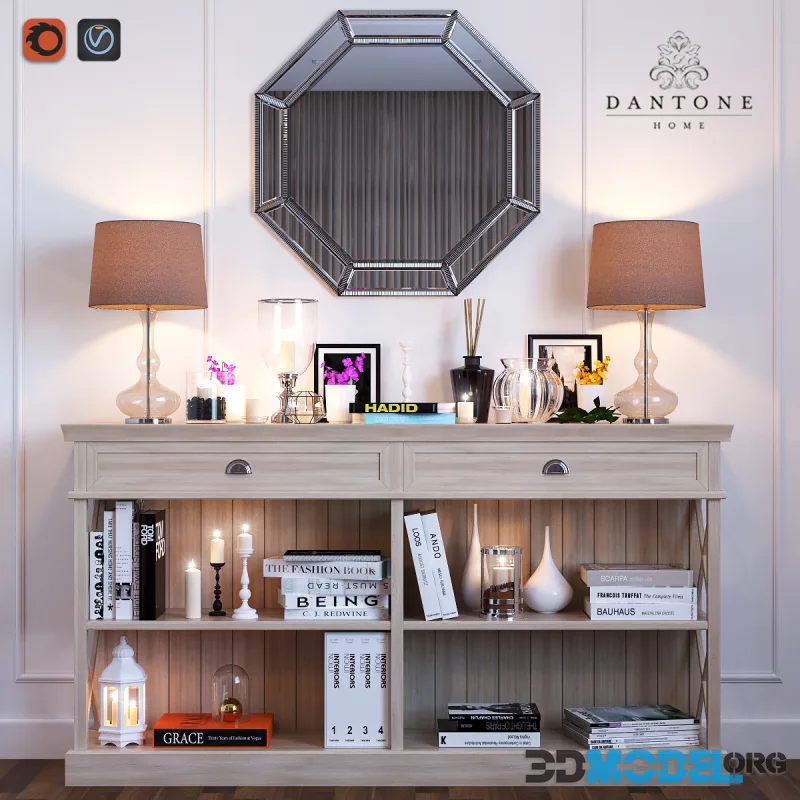 Set with Cambridge console, lamp ENDON KENSAL, wall mirror