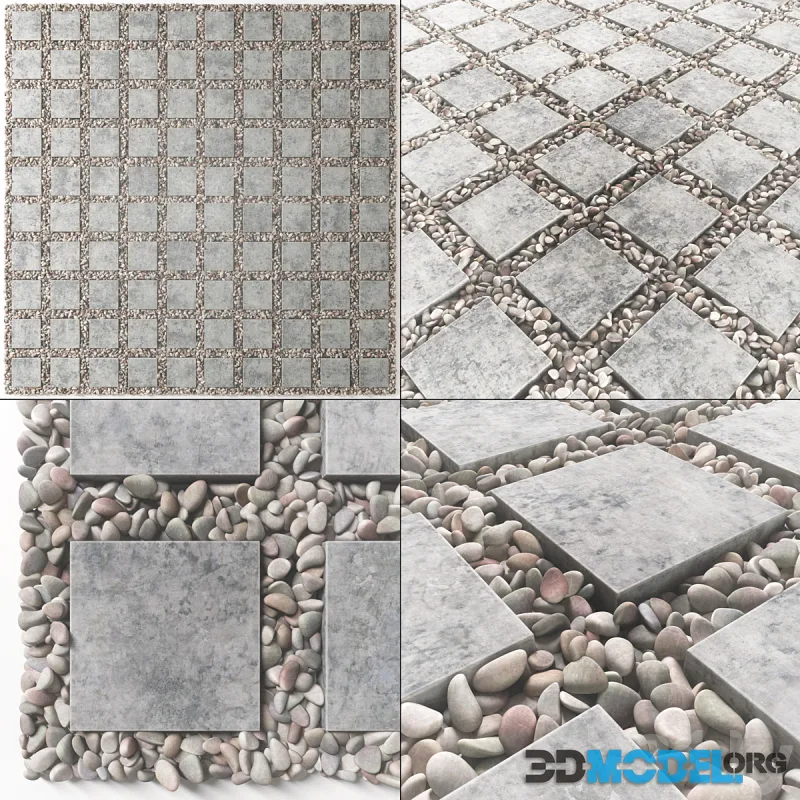 Tile square pebble low 2 n3