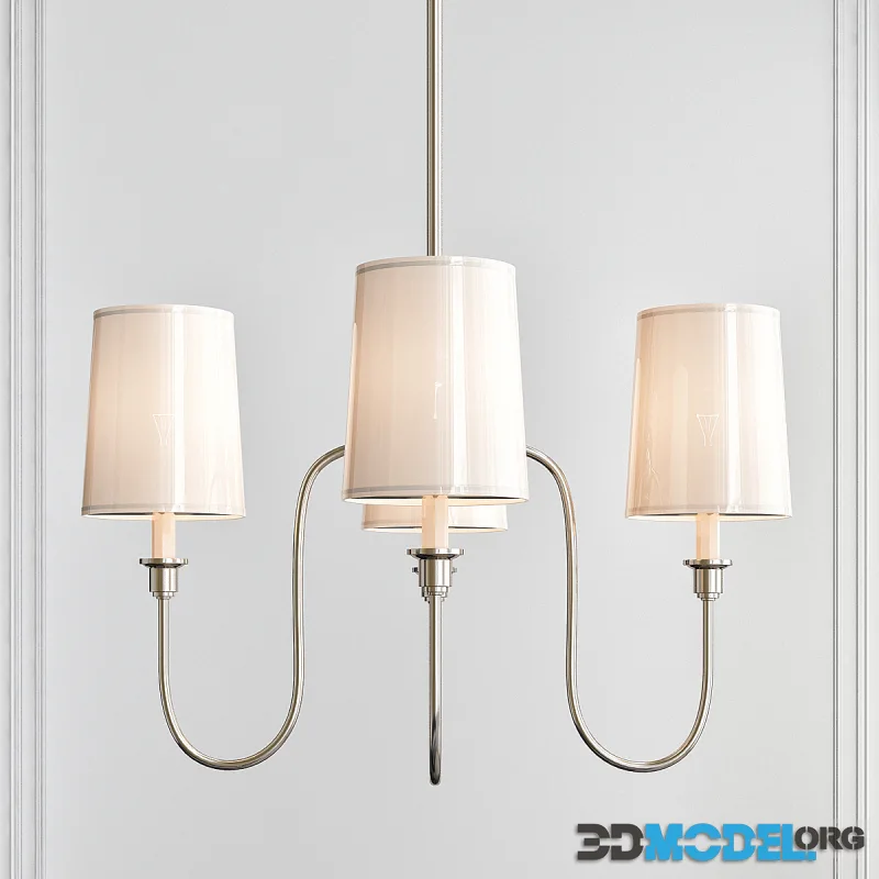 Vendome Small Chandelier in Polished Nickel with Natural Paper Shades