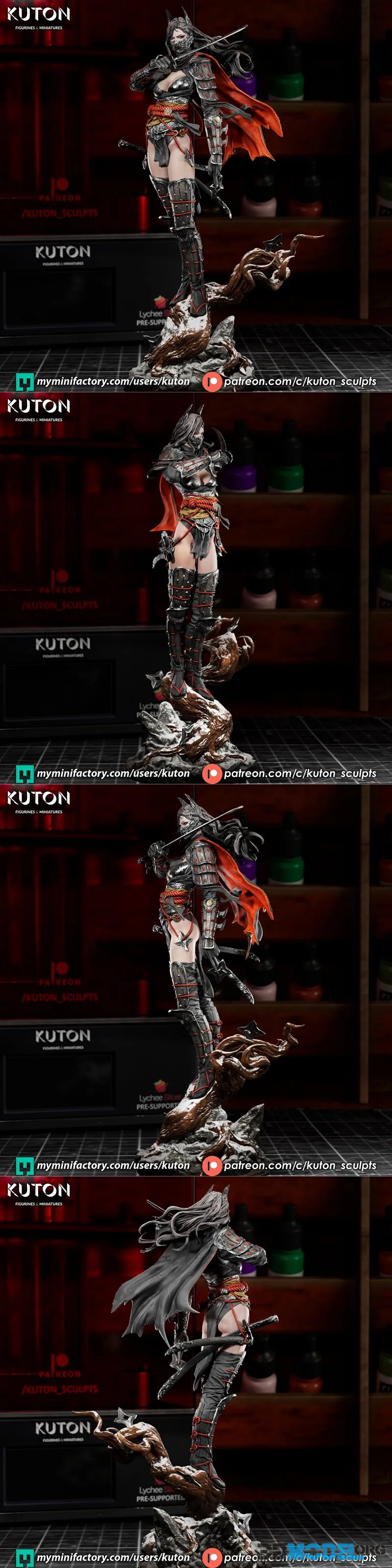 Kuton Figurines - Bat Girl Ronin – Printable