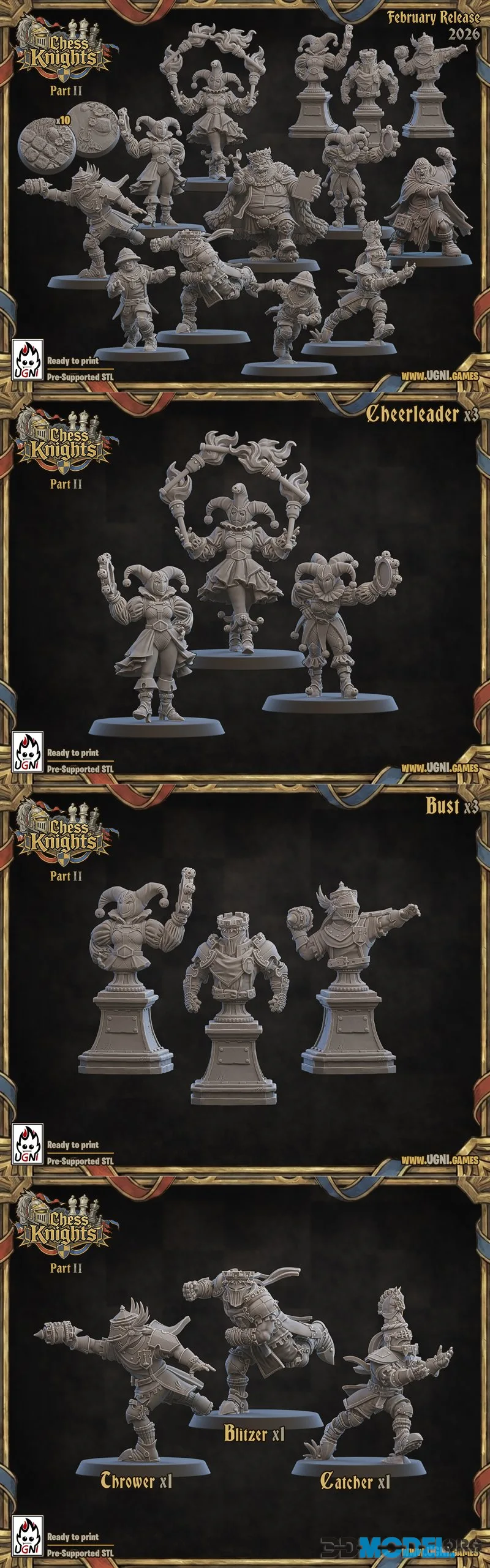 UGNI Miniatures - Chess Knights. Part 2 February 2026 – Printable