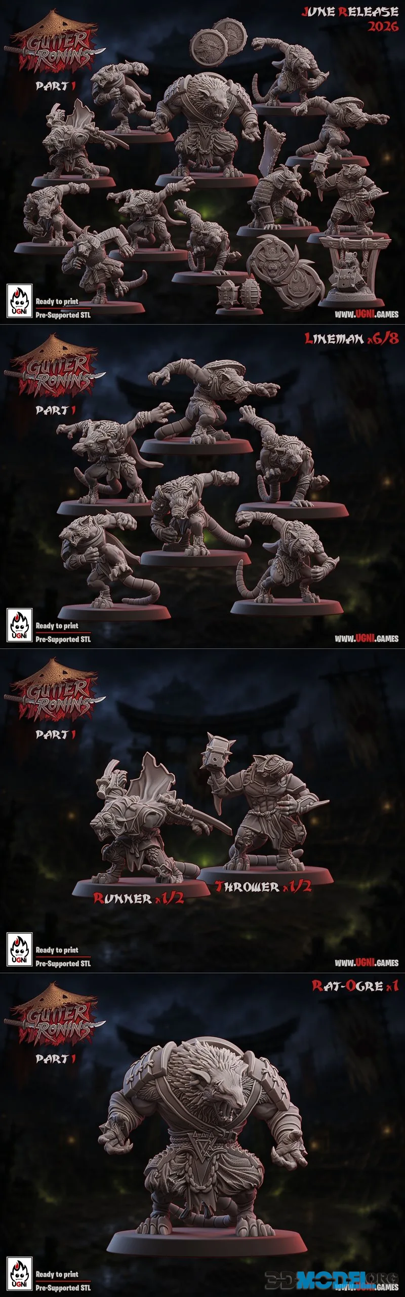 UGNI Miniatures - Gutter Ronins. Part 1 June 2026 – Printable