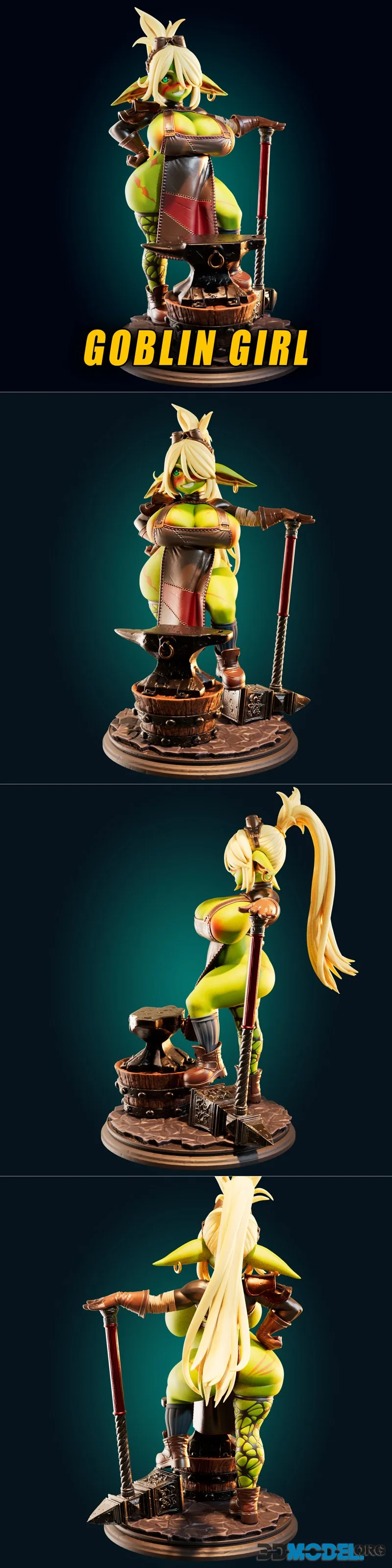 Officer Rhu - Goblin Girl Blacksmith Short Stacked – Printable