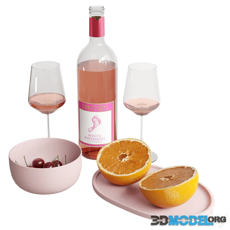 A delicate set with my favorite rose wine, oranges and juicy cherries
