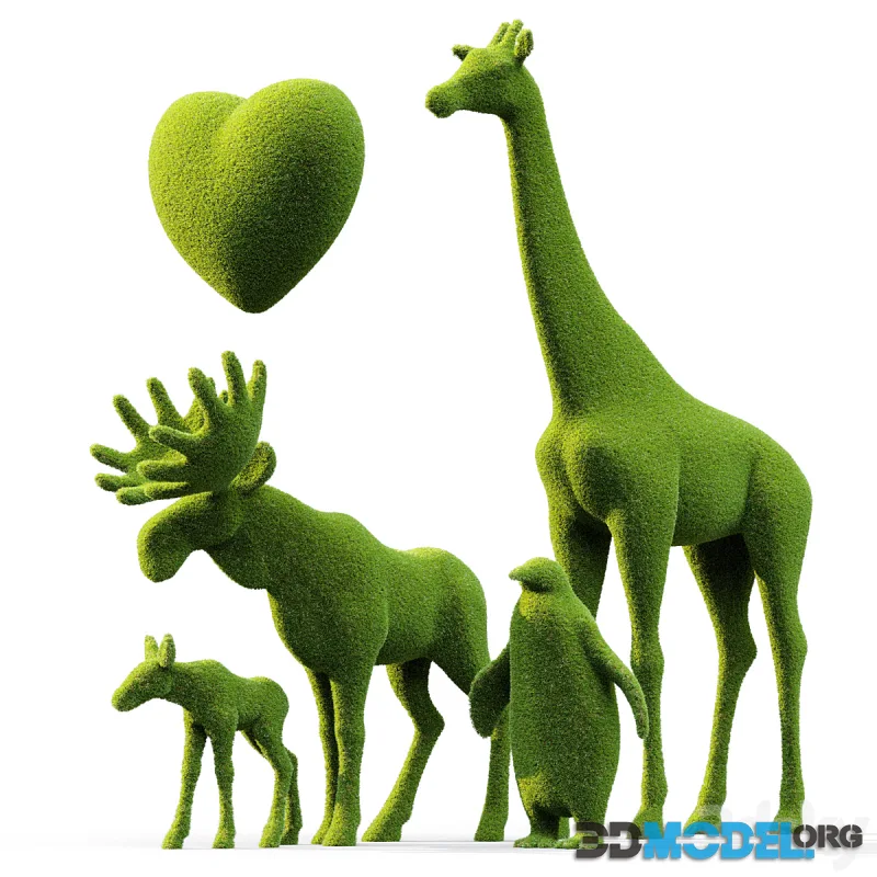 Topiary Bacho Giraffe Elk Calf Penguin and Heart