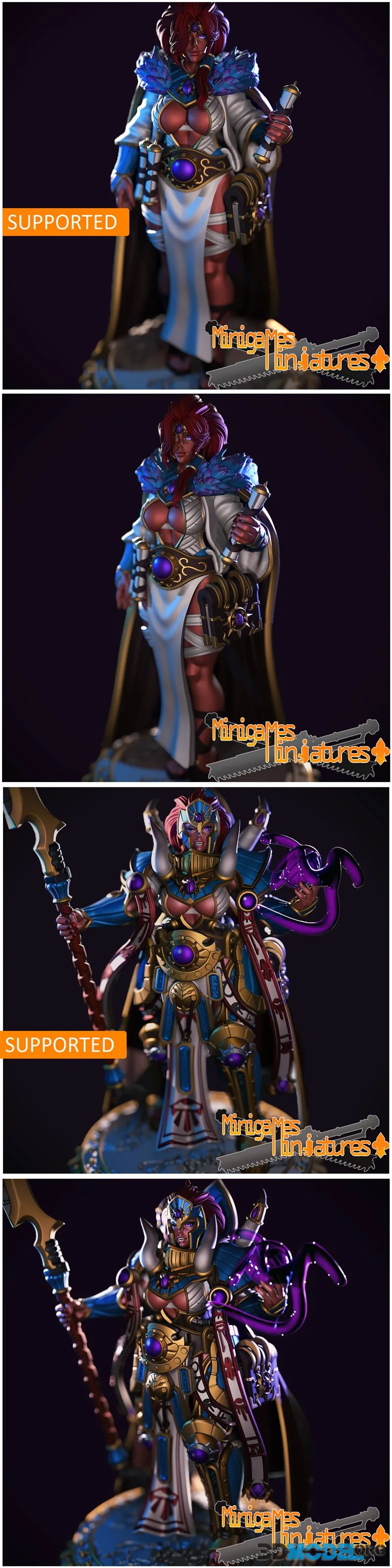 Minigames Miniatures - Crimson sorcerer Magnara figurine and casual figurine – Printable