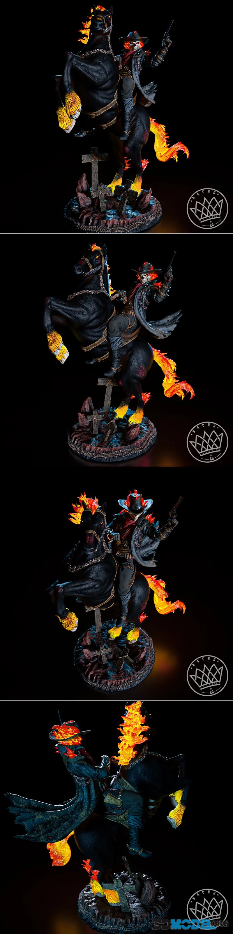 Nacho CG - Fan Art - Ghost Rider Statue – Printable