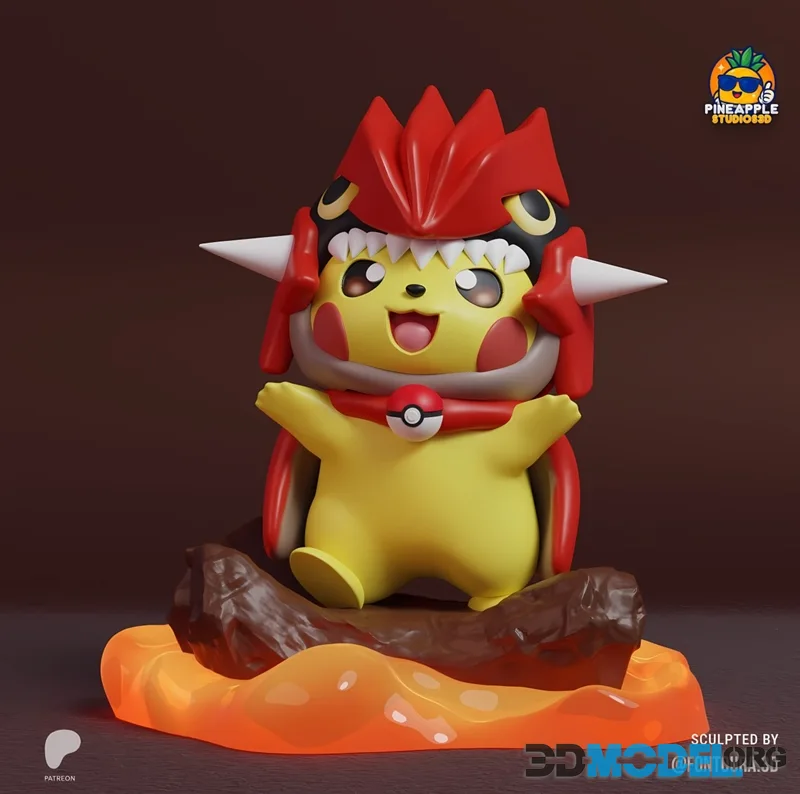 Pikachu Cosplay Groudon Figure – Printable