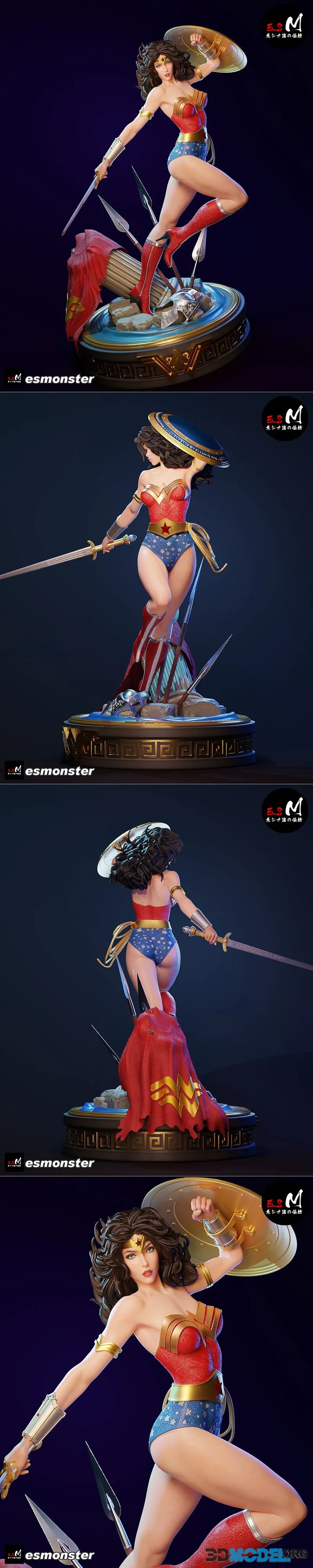 E.S Monster - Wonder Woman Statue – Printable