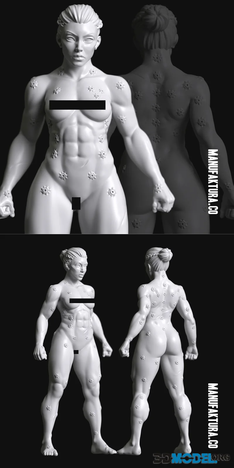 Manufaktura Miniatures - Sedition Series 02a - Female Gene-Forged Warrior Without Armor Plate – Printable