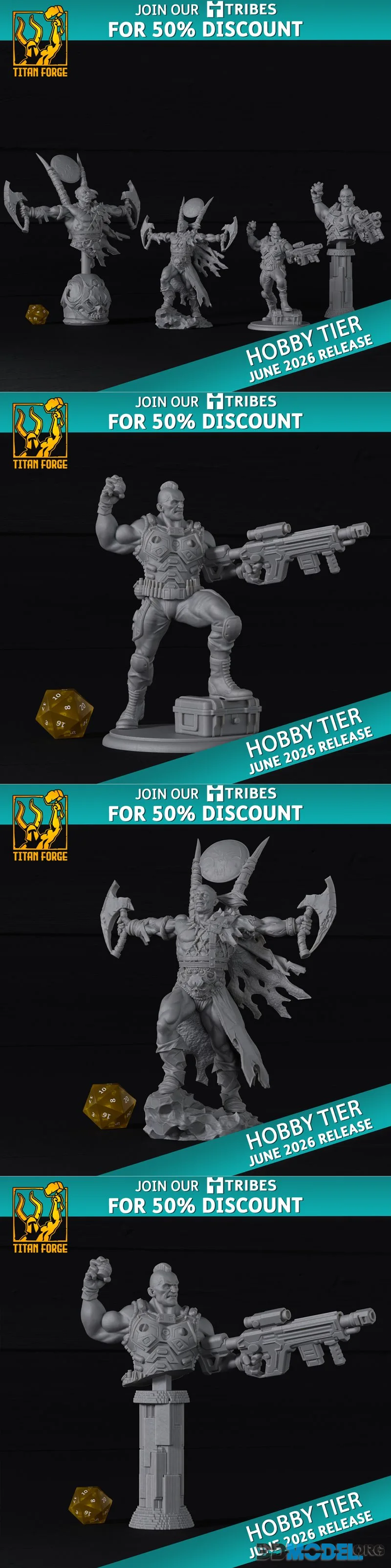 Titan Forge Miniatures - Hobby Release Barbarian and Johan Archer June 2026 – Printable