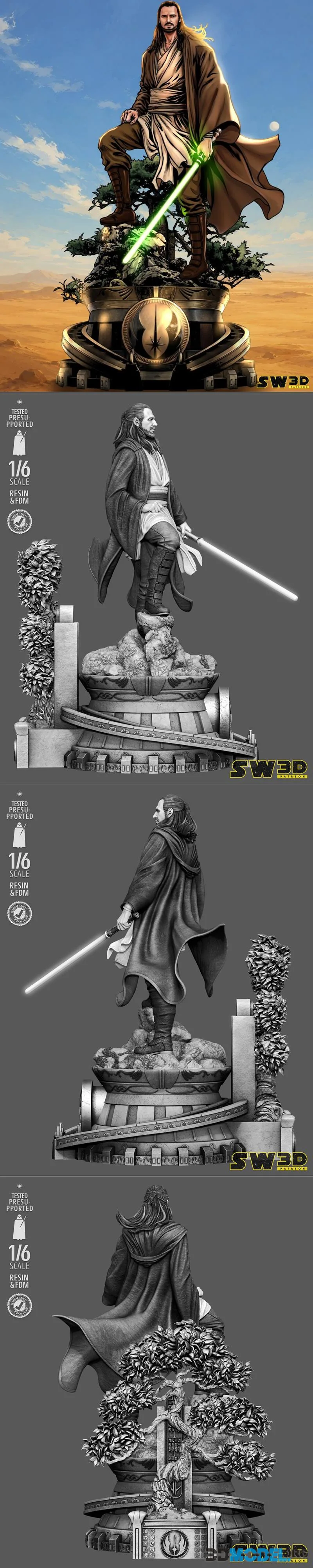 SW3D - Qui Gon Jin Sculpture – Printable