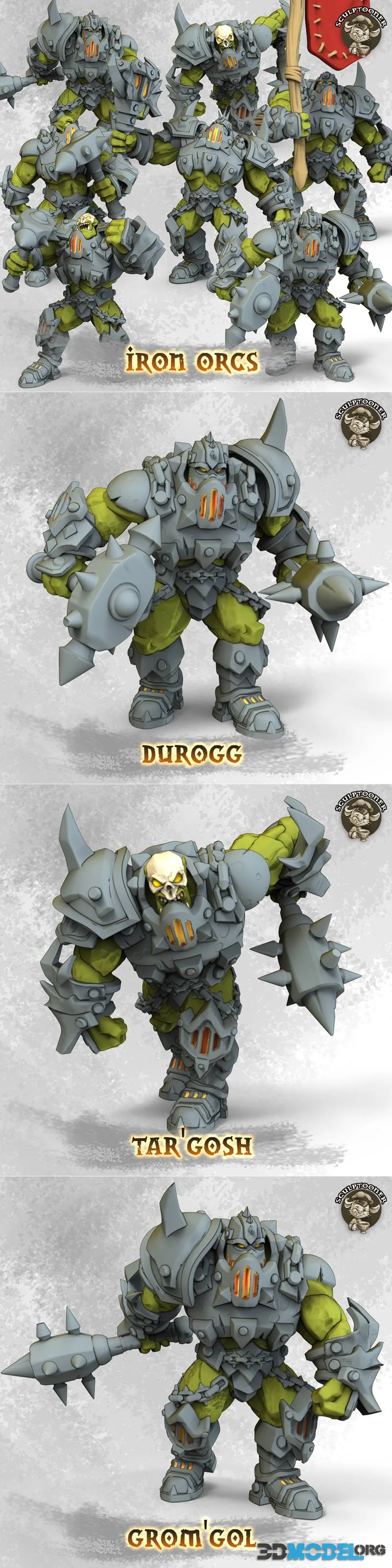 Sculptooner - Iron Orcs - Heavy Armor Vanguard July 2026 – Printable