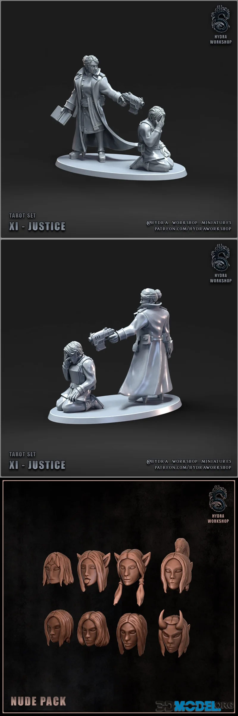 Hydra workshop miniatures - Tarot set - XI Justice and Nude pack – Printable