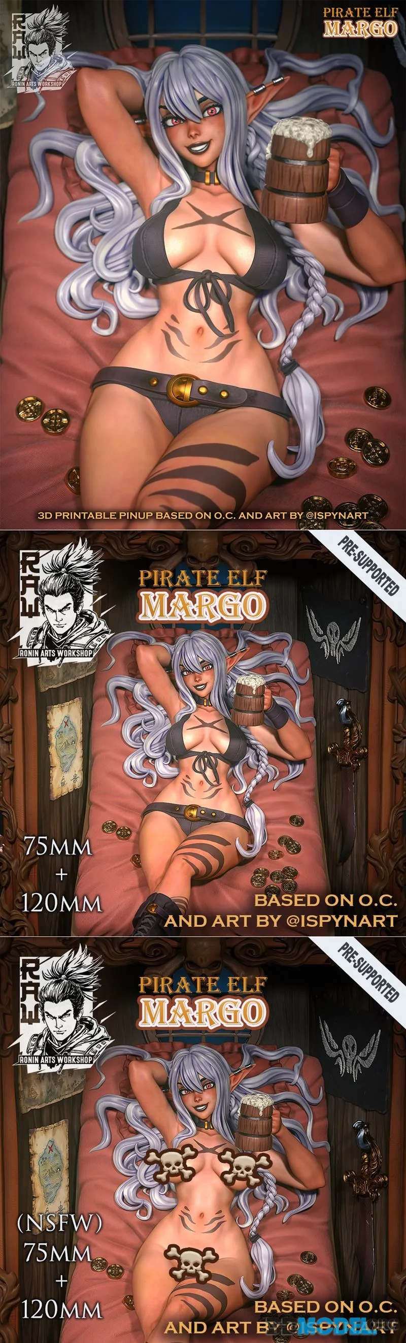 Ronin Arts Workshop - Pirate Elf Margo PinUp – Printable