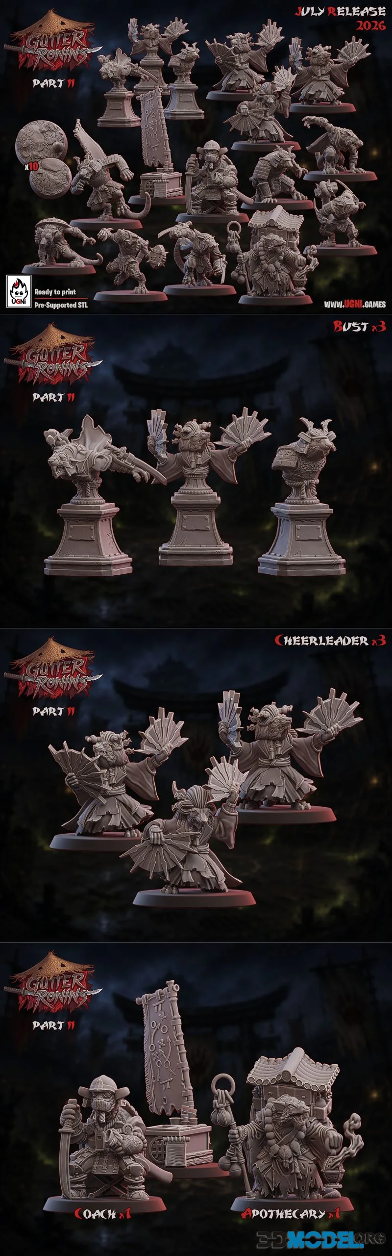 UGNI Miniatures - Gutter Ronins. Part 2 July 2026 – Printable