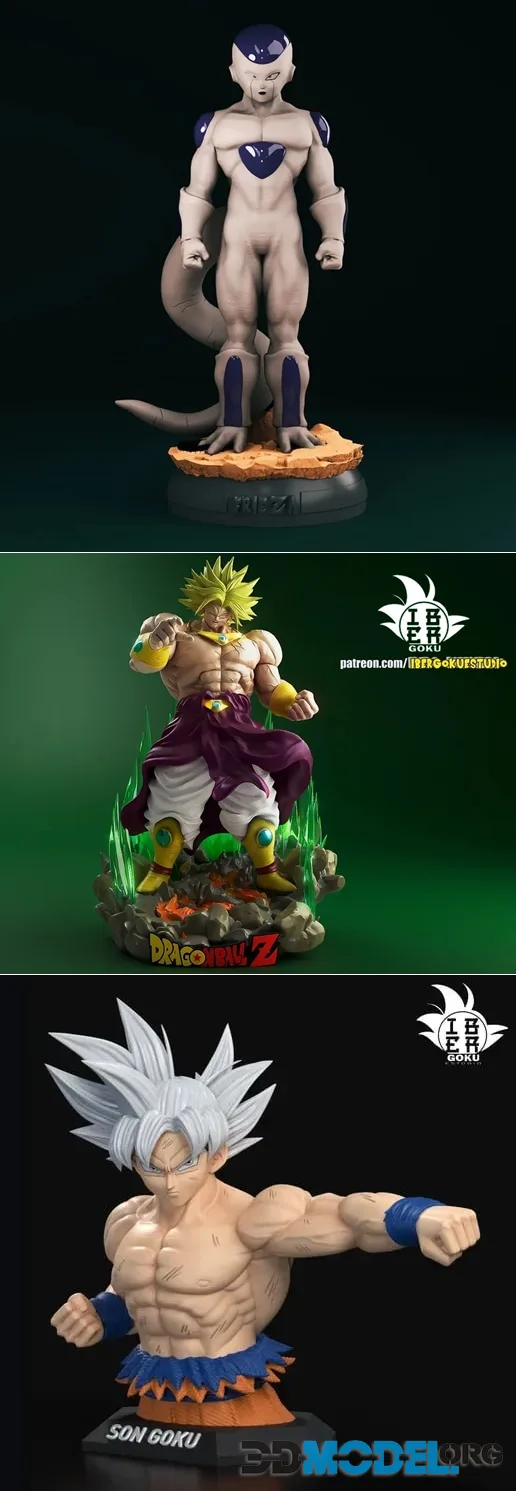 IberGoku - Freezer and Broly and Goku UI Bust – Printable