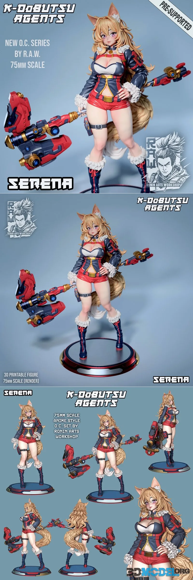 Ronin Arts Workshop - Dog Girl Serena - Bounty Hunter Anime Girl – Printable