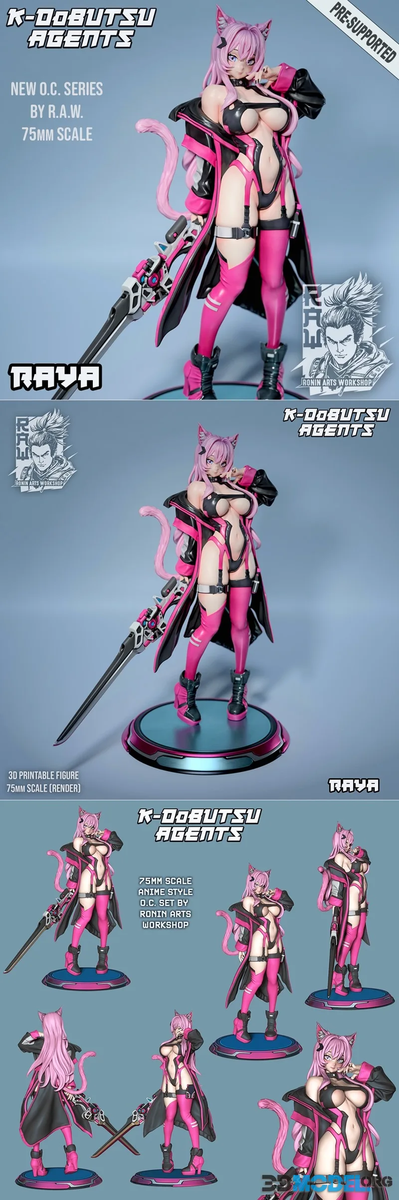 Ronin Arts Workshop - Catgirl Raya - Honeytrap Special Agent Anime Girl – Printable