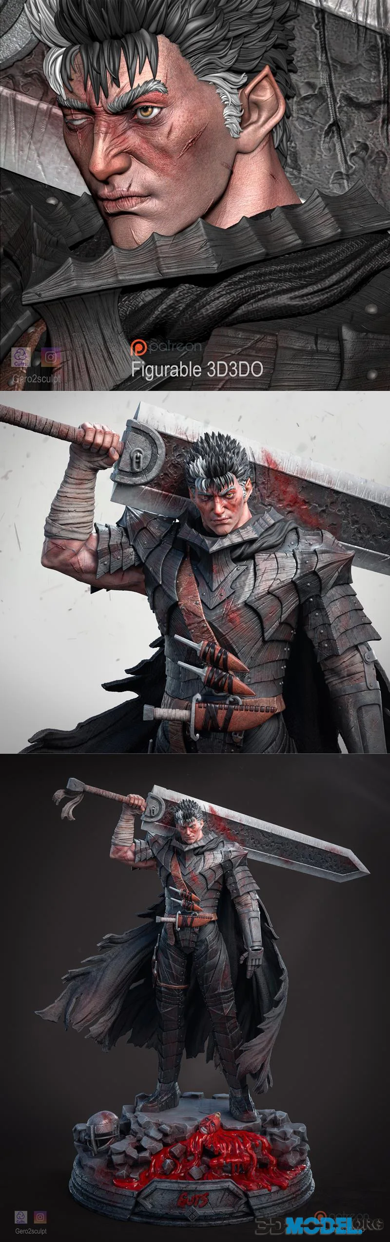 Figurable 3D3DO - Berserk - Guts – Printable