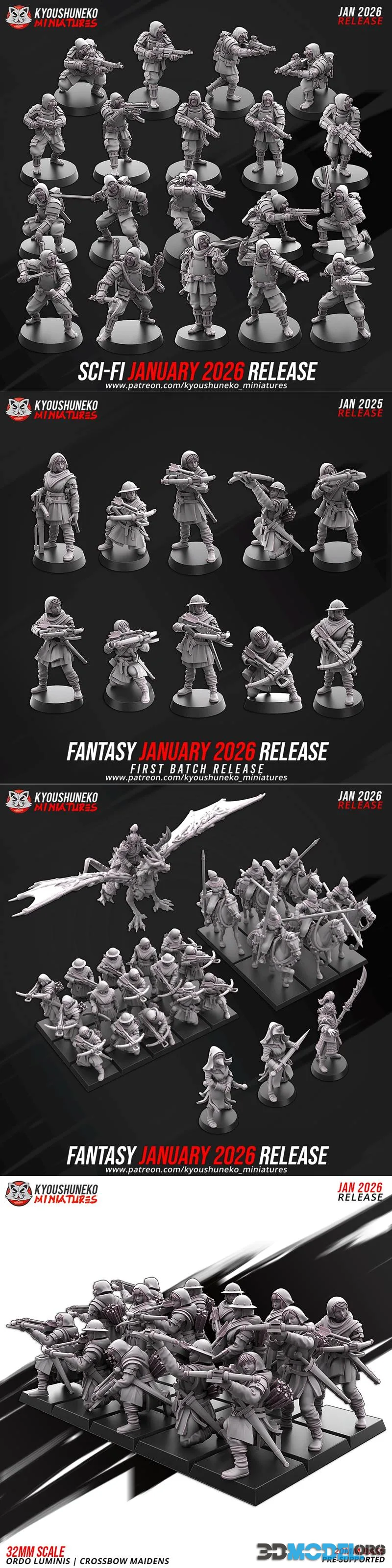 Kyoushuneko Miniatures - Fantasy and Sci-Fi January 2026 – Printable