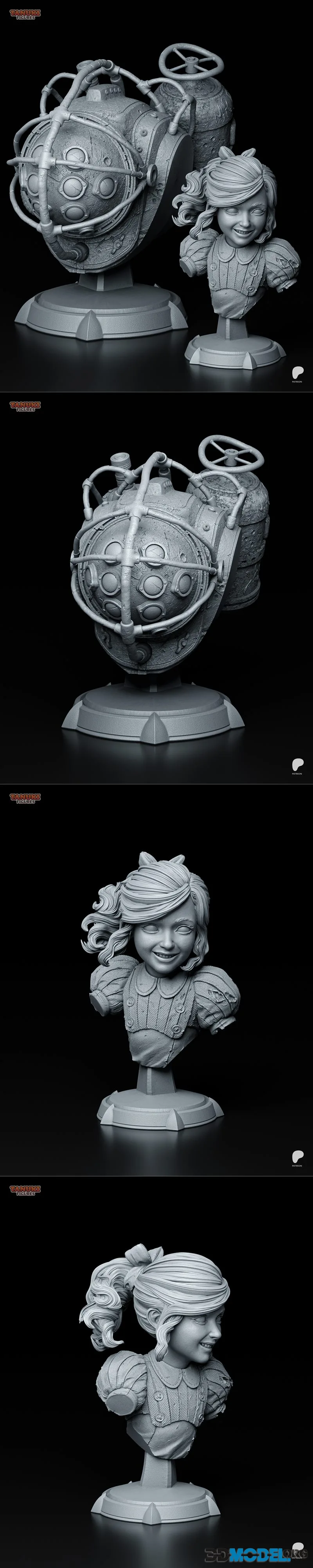 Tanuki Figures - Big Daddy and Little Sister - BioShock Bust – Printable