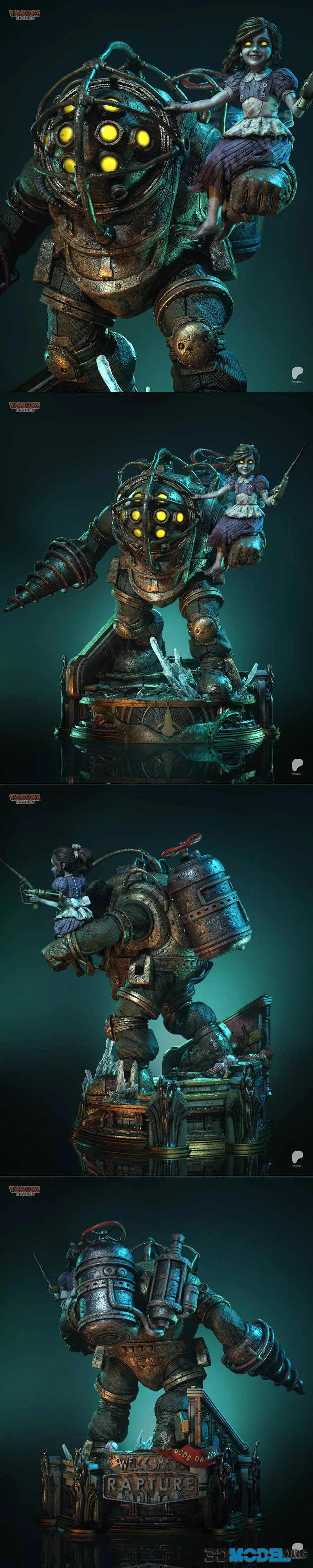 Tanuki Figures - Big Daddy and Little Sister - BioShock – Printable