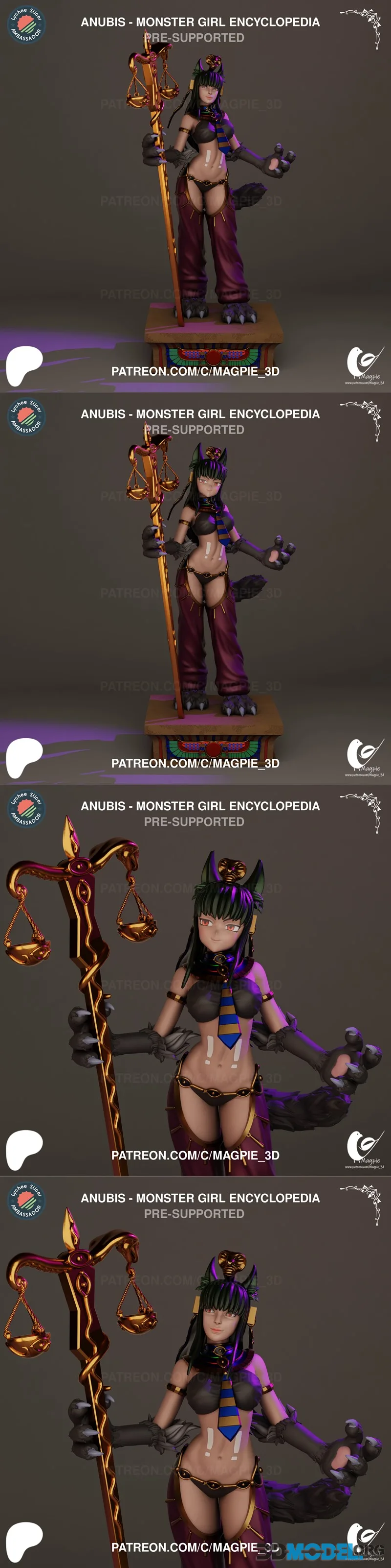 Magpie 3D - Monster Girl Encyclopedia - Anubis – Printable