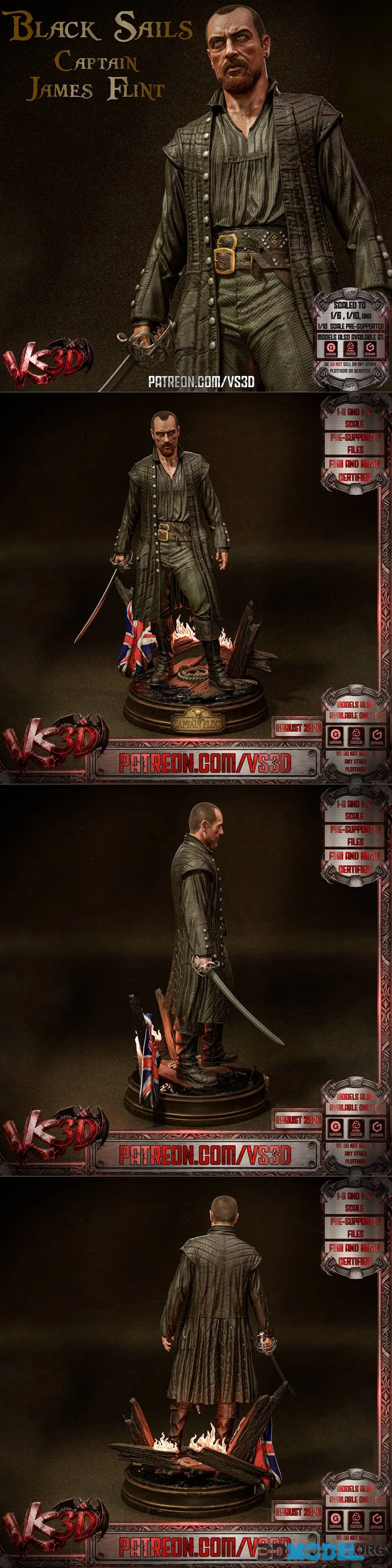 VS3D - Captain James Flint-Black Sails – Printable