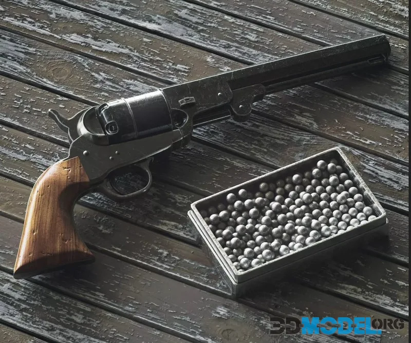 Colt Navy 1851 low-poly