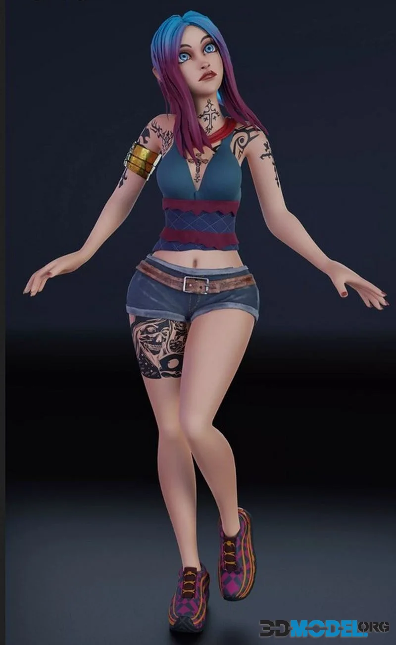 wild stylized girl animation (PBR)