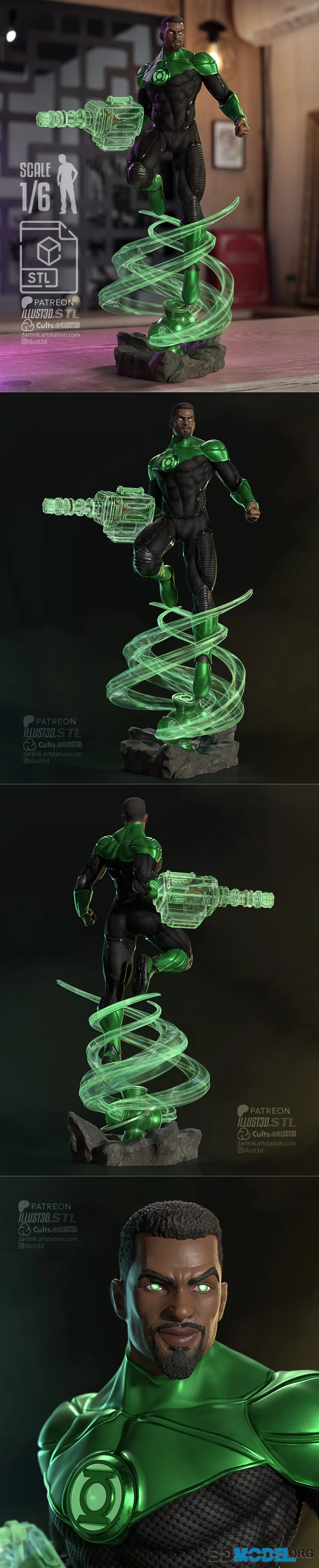 illust3d - Green Lantern John Stewart – Printable