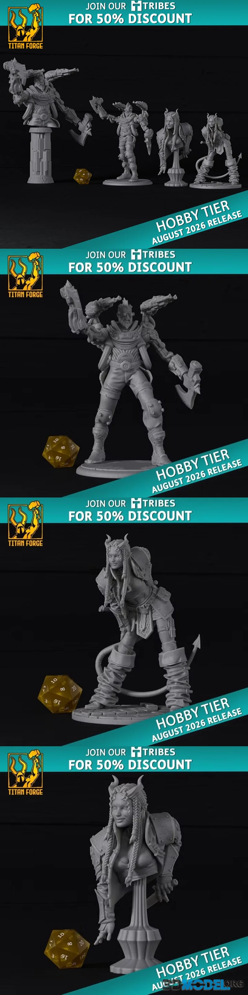 Titan Forge Miniatures – Hobby Release - Tiefling and The Beast August 2026 – Printable