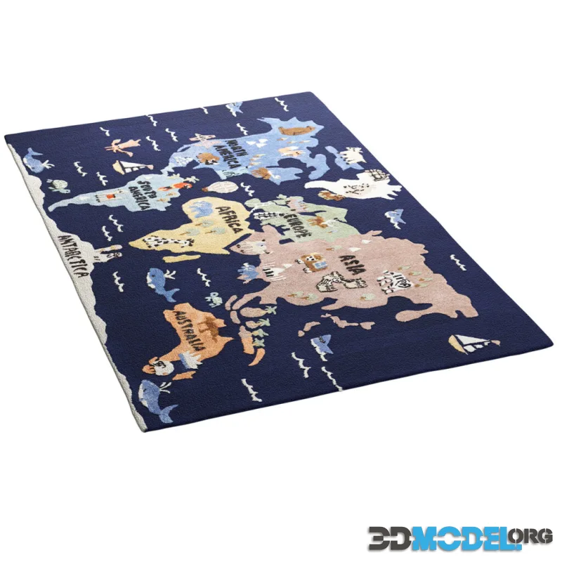 3D Activity World Map Play Rug by Pottery Barn Kids