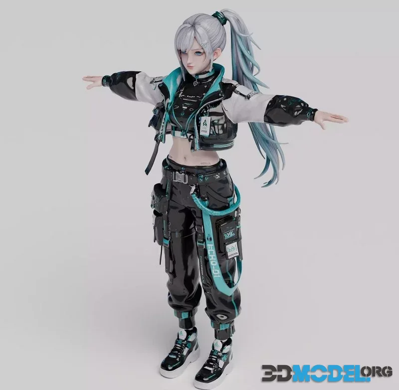 Futuristic Techwear Anime Girl