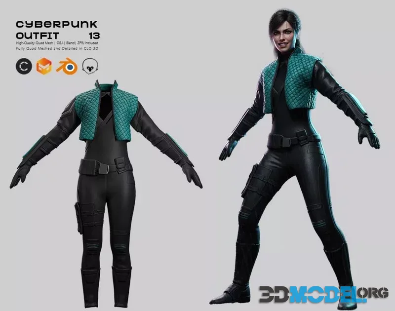 Teal Vanguard Cyberpunk Outfit 13
