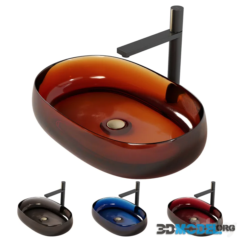 Transparent resin basin with Rea Icon mixer